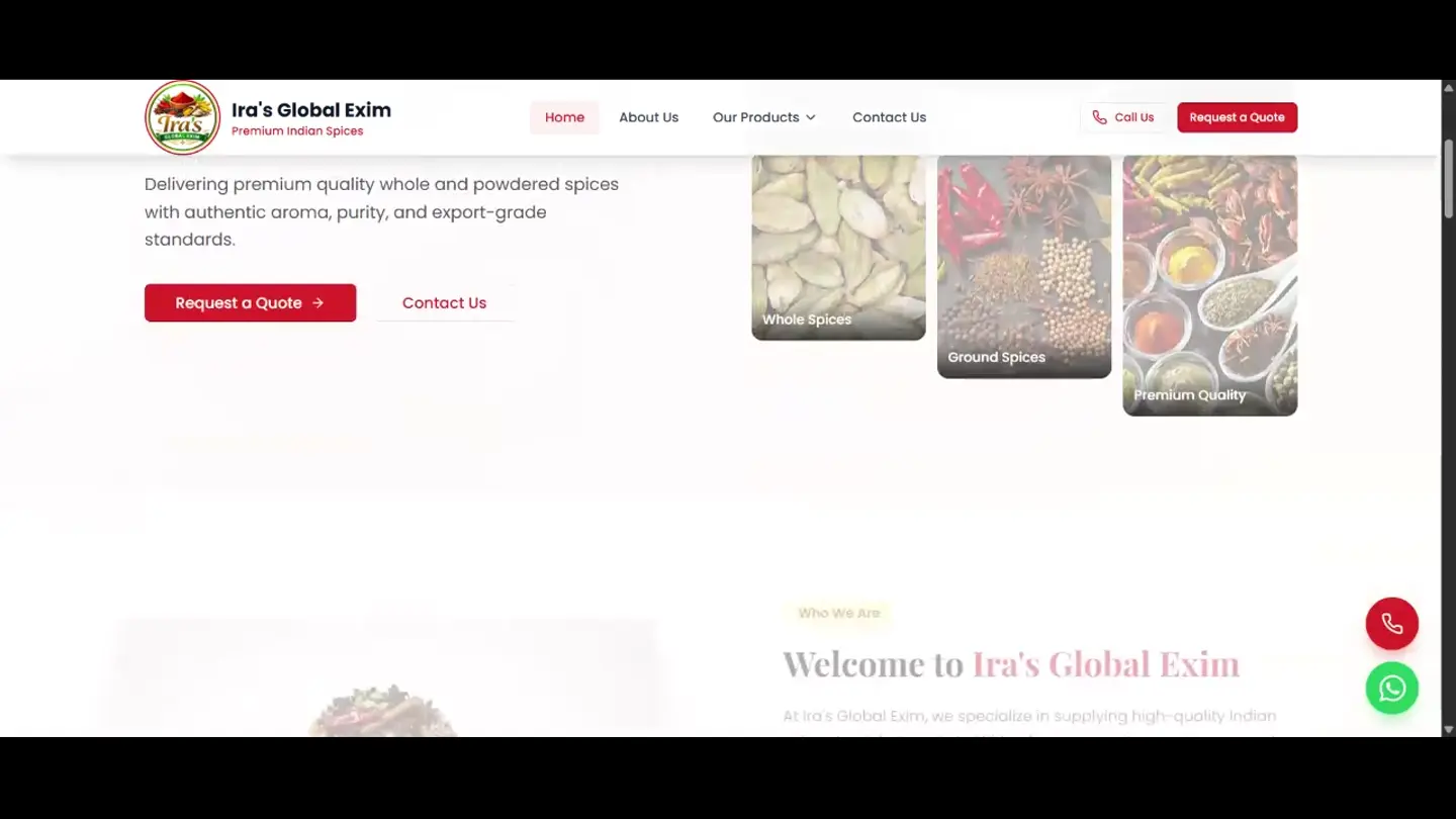IRAS Global Exim website preview