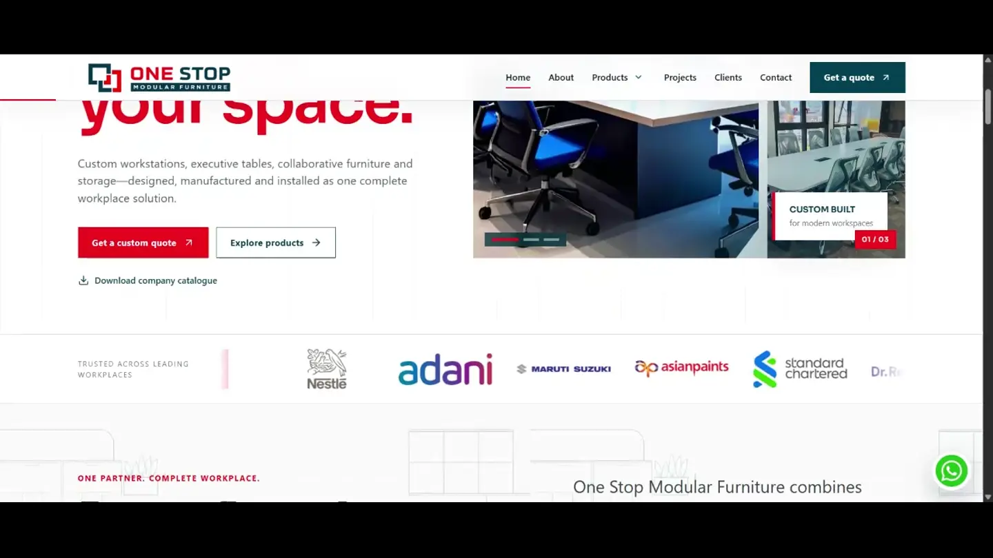 One Stop Modular Furniture website preview